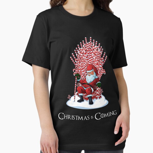 Item preview, Christmas Is Coming Santa Candy Cane Throne T-Shirt designed and sold by urbnduck.