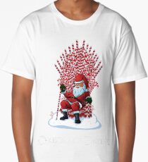 Christmas Is Coming Santa Candy Cane Throne T-Shirt Long T-Shirt