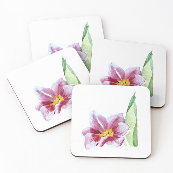 Item preview, Tulip red flower bud a watercolor illustration designed and sold by Yana Mustafina | Boho Soulful Designs.