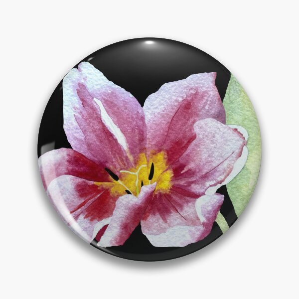 Item preview, Tulip red flower bud a watercolor illustration black designed and sold by Yana Mustafina | Boho Soulful Designs.