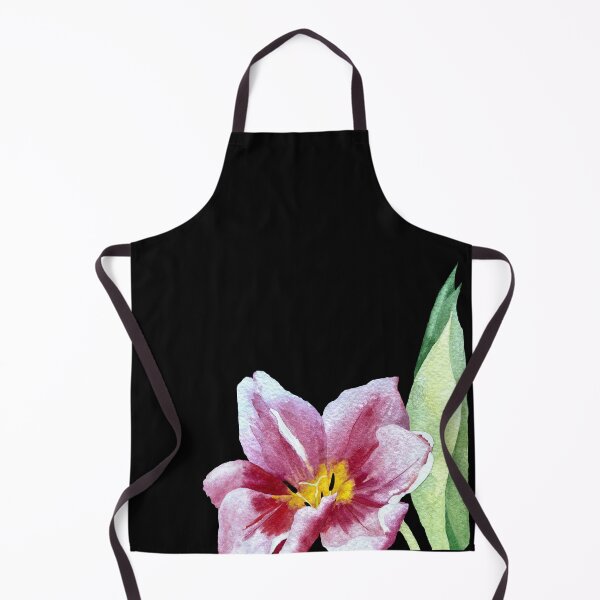 Item preview, Tulip red flower bud a watercolor illustration black designed and sold by Yana Mustafina | Boho Soulful Designs.