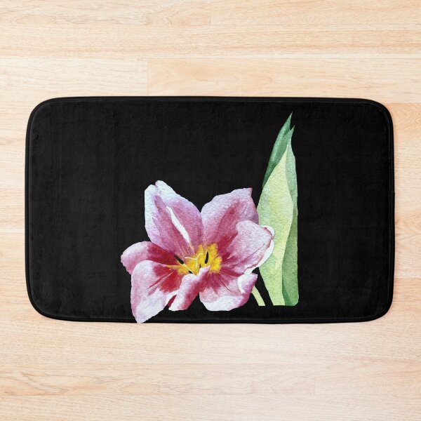 Item preview, Tulip red flower bud a watercolor illustration black designed and sold by Yana Mustafina | Boho Soulful Designs.