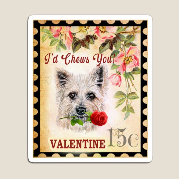 Item preview, Cairn terrier Vintage Valentine Funny Dog With Rose designed and sold by Cuddlythopia.