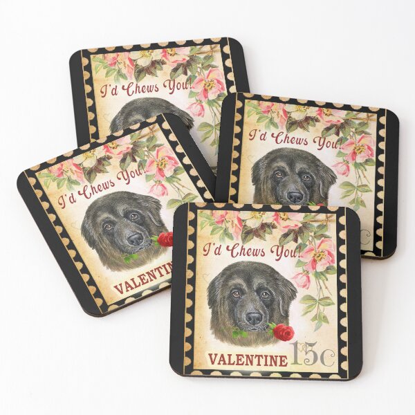 Item preview, Caucasian Shepherd Vintage Valentine Funny Dog With Rose designed and sold by Cuddlythopia.