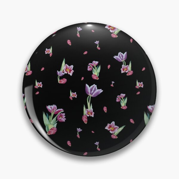 Item preview, Tulip red violet pattern bouquet black designed and sold by Yana Mustafina | Boho Soulful Designs.