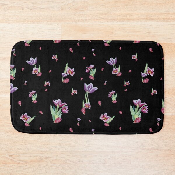 Item preview, Tulip red violet pattern bouquet black designed and sold by Yana Mustafina | Boho Soulful Designs.