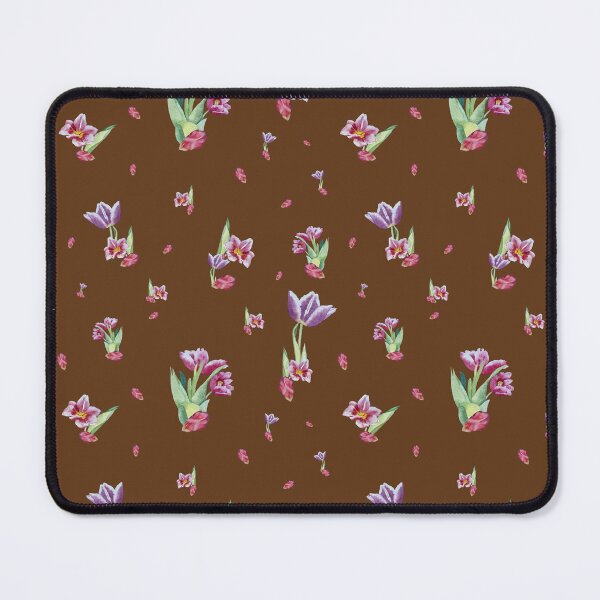 Item preview, Tulip red violet pattern bouquet brown designed and sold by Yana Mustafina | Boho Soulful Designs.