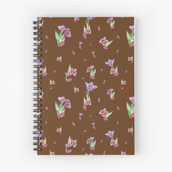 Item preview, Tulip red violet pattern bouquet brown designed and sold by Yana Mustafina | Boho Soulful Designs.