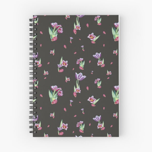 Item preview, Tulip red violet pattern bouquet grey designed and sold by Yana Mustafina | Boho Soulful Designs.