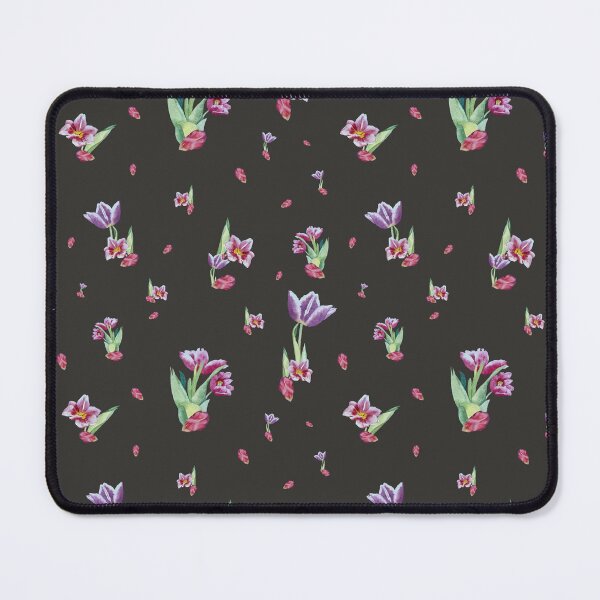 Item preview, Tulip red violet pattern bouquet grey designed and sold by Yana Mustafina | Boho Soulful Designs.