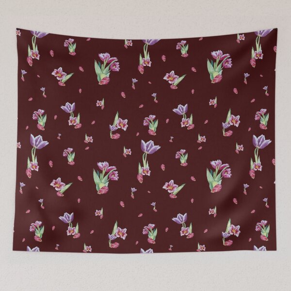 Item preview, Tulip red violet pattern bouquet red designed and sold by Yana Mustafina | Boho Soulful Designs.