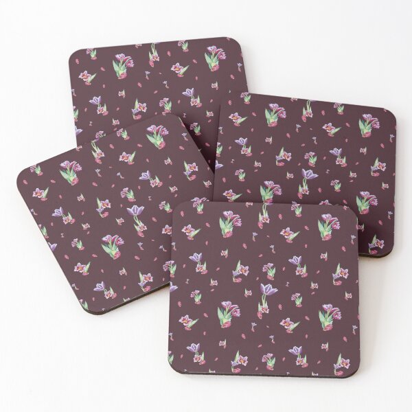 Item preview, Tulip red violet pattern bouquet plum designed and sold by Yana Mustafina | Boho Soulful Designs.