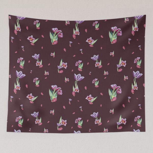 Item preview, Tulip red violet pattern bouquet plum designed and sold by Yana Mustafina | Boho Soulful Designs.