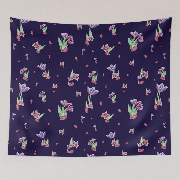 Item preview, Tulip red violet pattern bouquet violet designed and sold by Yana Mustafina | Boho Soulful Designs.