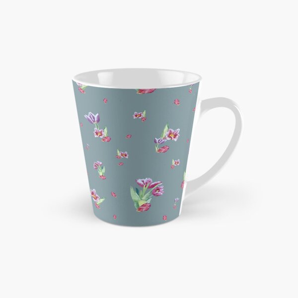 Item preview, Tulip red violet pattern bouquet blue designed and sold by Yana Mustafina | Boho Soulful Designs.
