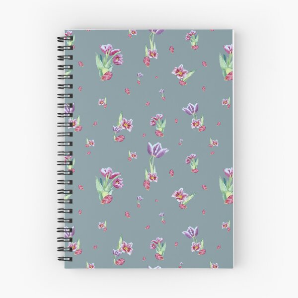 Item preview, Tulip red violet pattern bouquet blue designed and sold by Yana Mustafina | Boho Soulful Designs.