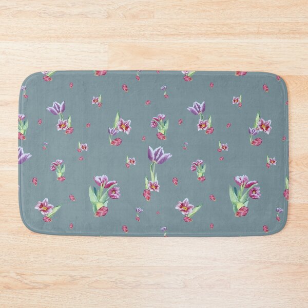 Item preview, Tulip red violet pattern bouquet blue designed and sold by Yana Mustafina | Boho Soulful Designs.