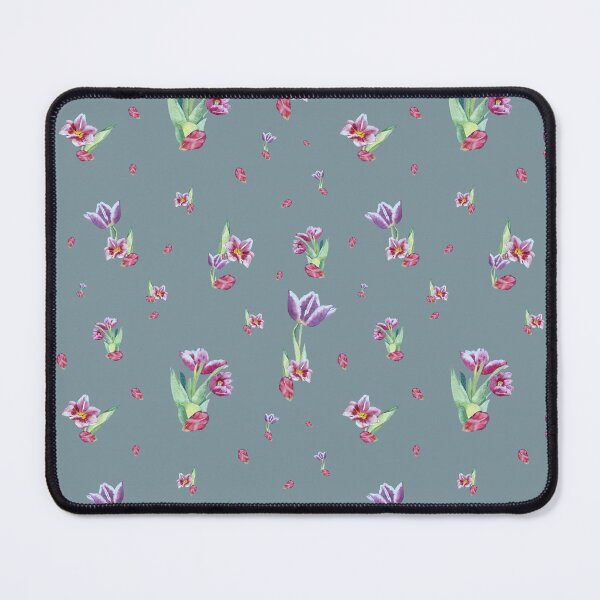 Item preview, Tulip red violet pattern bouquet blue designed and sold by Yana Mustafina | Boho Soulful Designs.