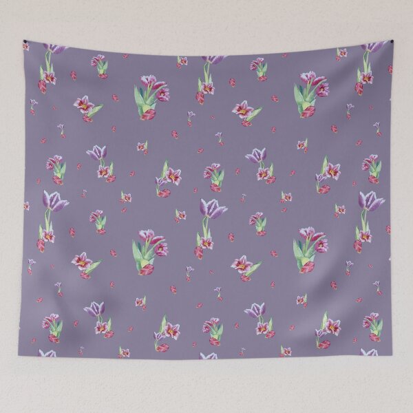 Item preview, Tulip red violet pattern bouquet purple designed and sold by Yana Mustafina | Boho Soulful Designs.