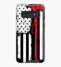 Feuerwehrmann Red Line American Flag mit Feuerwehrmann Axe Hülle & Klebefolie für Samsung Galaxy
