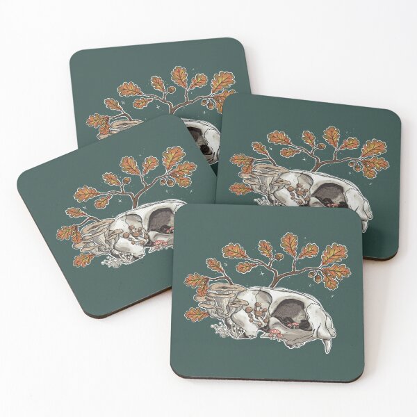 Item preview, Cat Skull Maxilla | Botanical Nature Pattern | Cat Skull Pattern (teal) designed and sold by Karli Mogen.