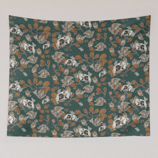Item preview, Cat Skull Maxilla | Botanical Nature Pattern | Cat Skull Pattern (teal) designed and sold by Karli Mogen.