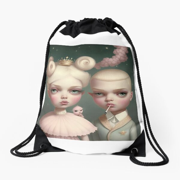 Bad boy and the Queen  Drawstring Bag