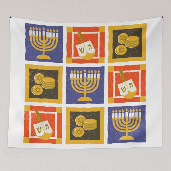Item preview, Hanukkah Menorah Dreidel Gelt Pattern designed and sold by LanaGoodhelm.