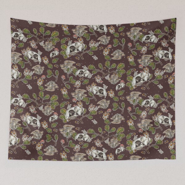 Item preview, Cat Skull Maxilla | Botanical Nature Pattern | Cat Skull Pattern (Burgundy) designed and sold by Karli Mogen.