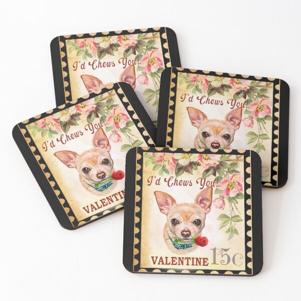 Item preview, Chihuahua Vintage Valentine Funny Dog With Rose designed and sold by Cuddlythopia.