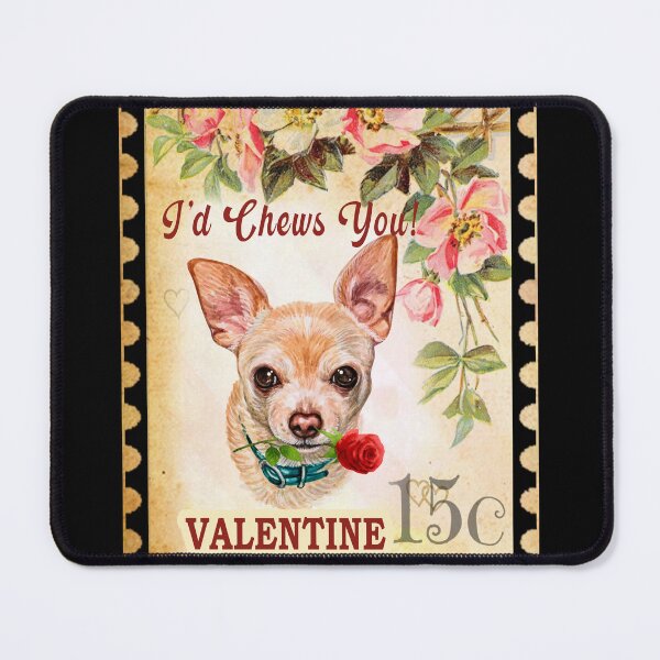 Item preview, Chihuahua Vintage Valentine Funny Dog With Rose designed and sold by Cuddlythopia.