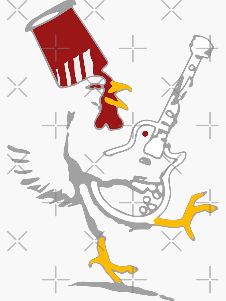"Buckethead chicken playing guitar" Sticker for Sale by plasticbarista