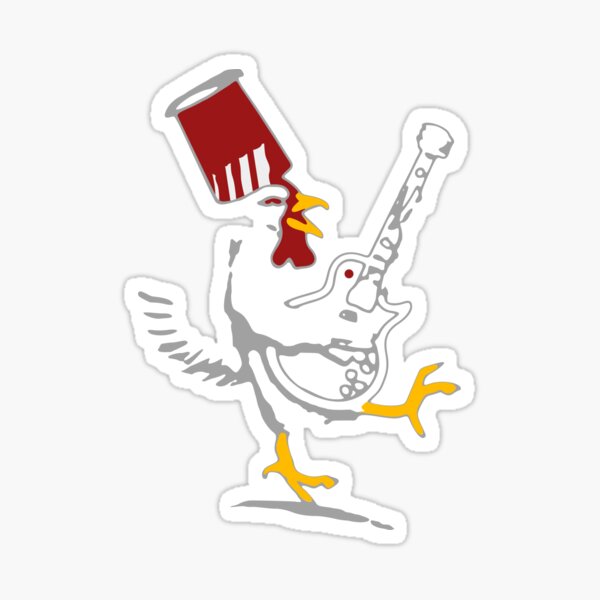 "Buckethead chicken playing guitar" Sticker for Sale by plasticbarista