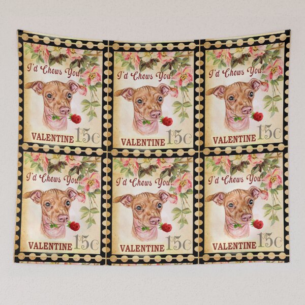 Item preview, Chiweenie Vintage Valentine Funny Dog With Rose designed and sold by Cuddlythopia.