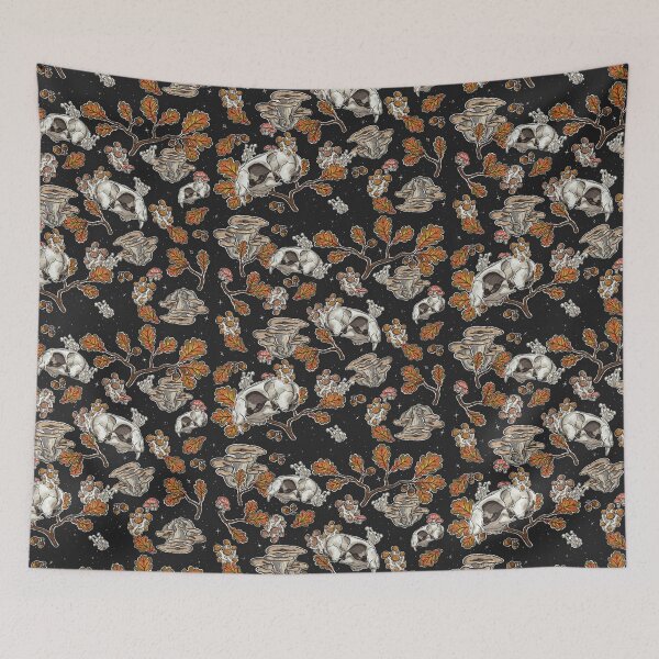 Item preview, Cat Skull Maxilla | Botanical Nature Pattern | Cat Skull Pattern (Black) designed and sold by Karli Mogen.