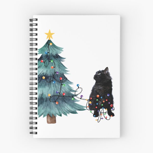 Item preview, black santa cat tangled up in lights christmas santa designed and sold by Inspirely.