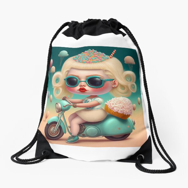 Motorbike Sweet Girl Drawstring Bag