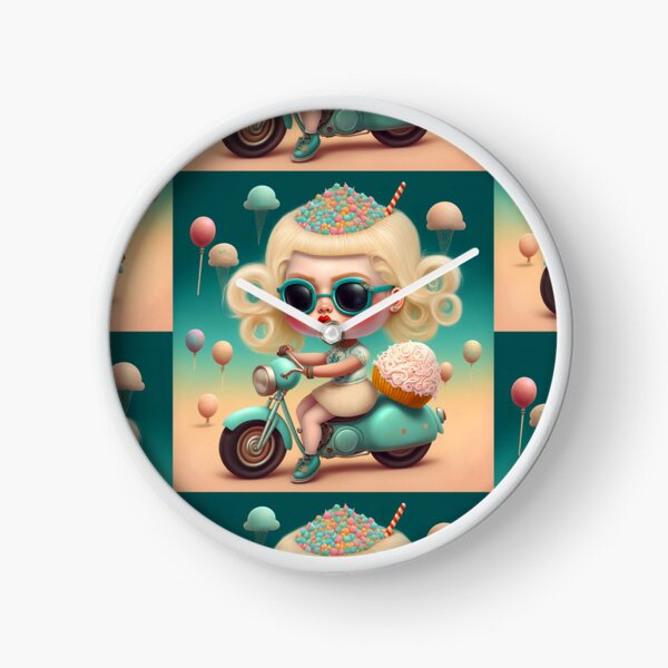 Motorbike Sweet Girl Clock
