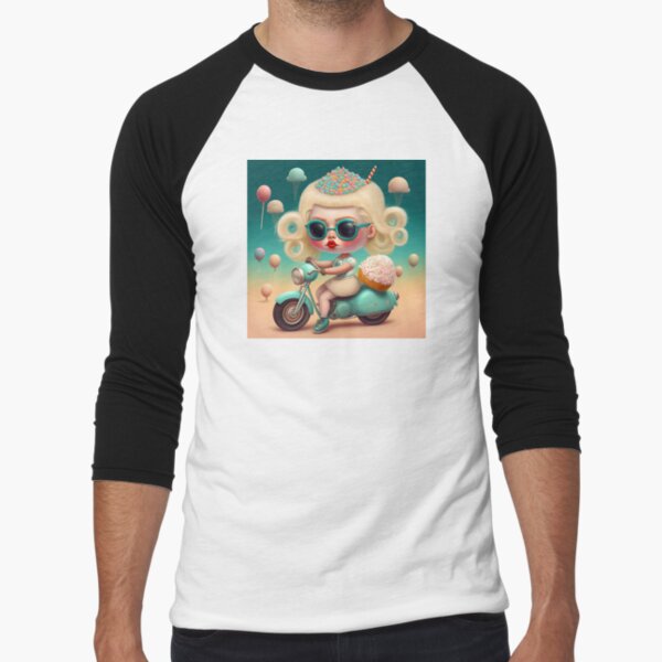Motorbike Sweet Girl Baseball ¾ Sleeve T-Shirt