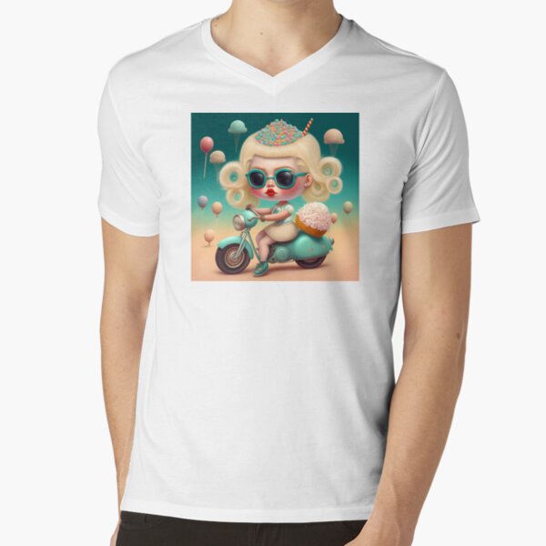 Motorbike Sweet Girl V-Neck T-Shirt