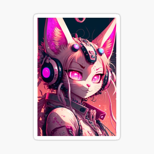 Pink Anime Cat Girl Cyberpunk Future Cute Cat Girl Sticker For Sale By Jjcat13 Redbubble