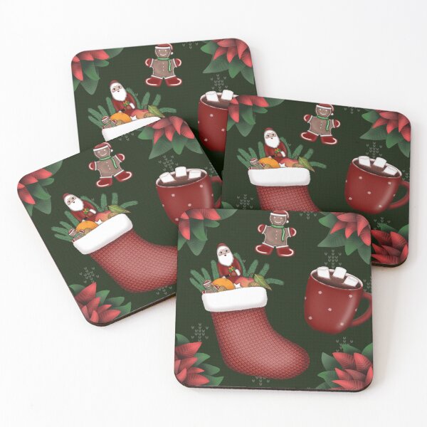 Item preview, Christmas pattern Gingerbread man, poinsettia, Santa Claus designed and sold by Milamara.