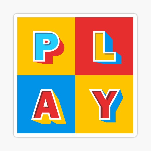 Play retro sign with pop typography Sticker