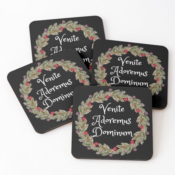 Item preview, Christmas Carol Lyric Venite Adoremus Latin Language Christmas Wreath designed and sold by IceCreamMuseum.