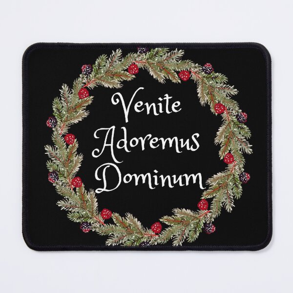 Item preview, Christmas Carol Lyric Venite Adoremus Latin Language Christmas Wreath designed and sold by IceCreamMuseum.