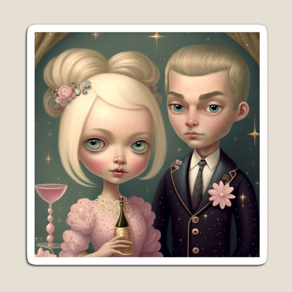 Blonde Party Couple Magnet