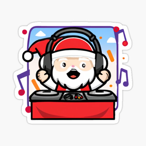 DJ Weihnachtsmann, kawaii Sticker