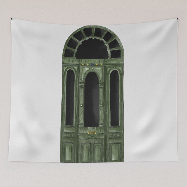 Item preview, Vintage victorian green door digital watercolor designed and sold by KataMarekArt.