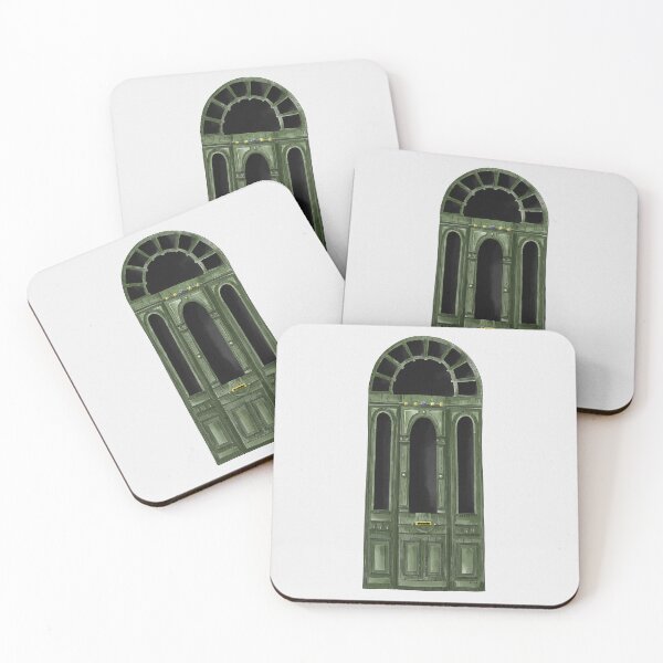 Item preview, Vintage victorian green door digital watercolor designed and sold by KataMarekArt.