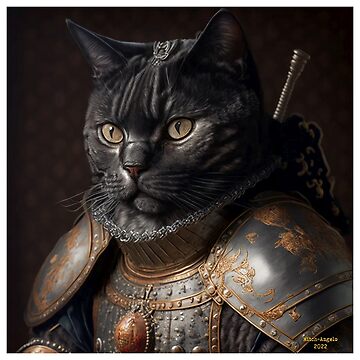 Portrait Medieval Black Cat In Armour Poster for Sale by Mitch-Angelo